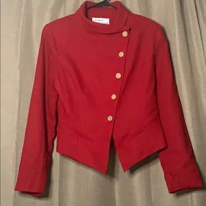 Trendy Red Blazer with Gold Buttons